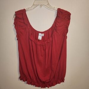Sophie Max Red Ruffled Blouse With Elastic At Aaist